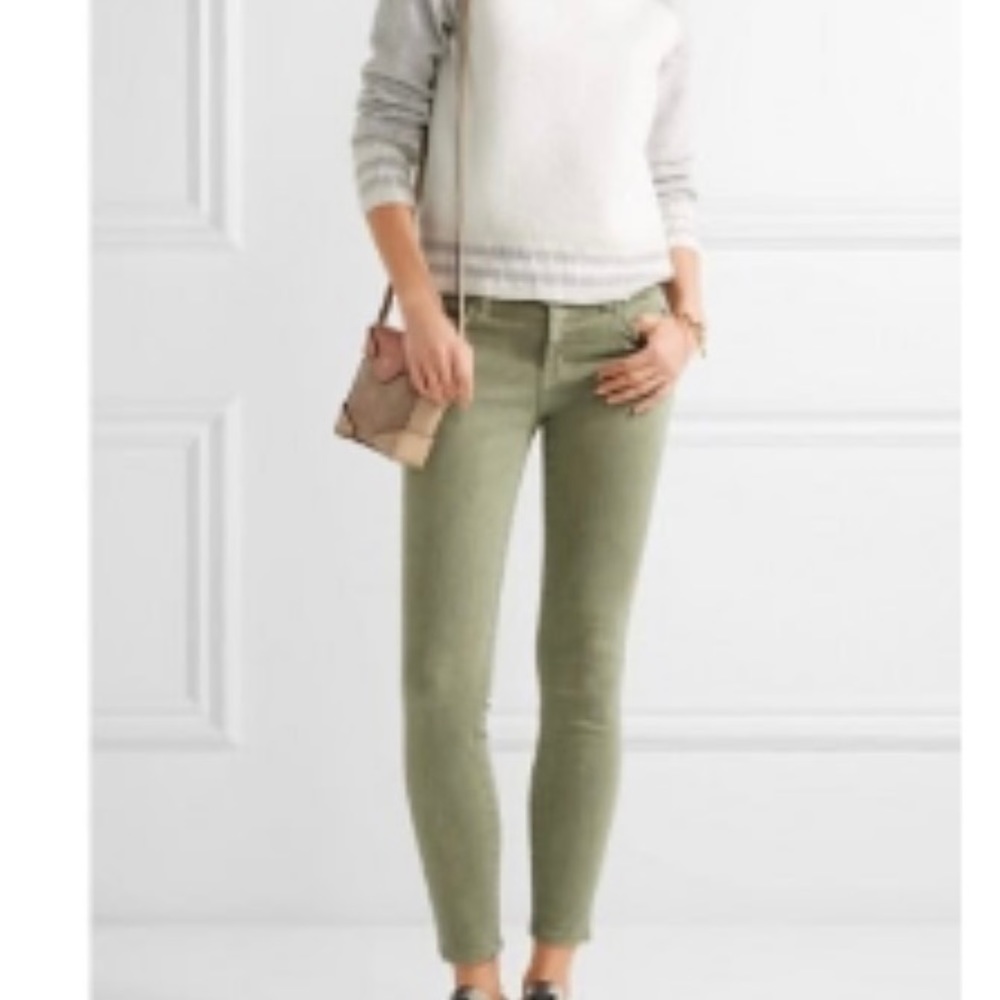 Current Elliot Stiletto Raw Hem Skinny Jeans In Mint Size 26